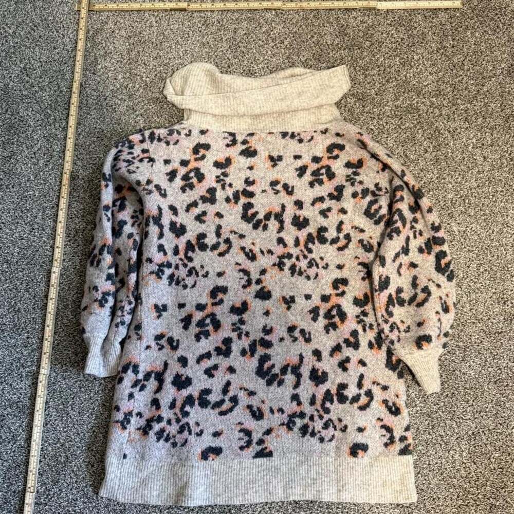 Anthropologie Leopard Print Cowl Neck Sweater